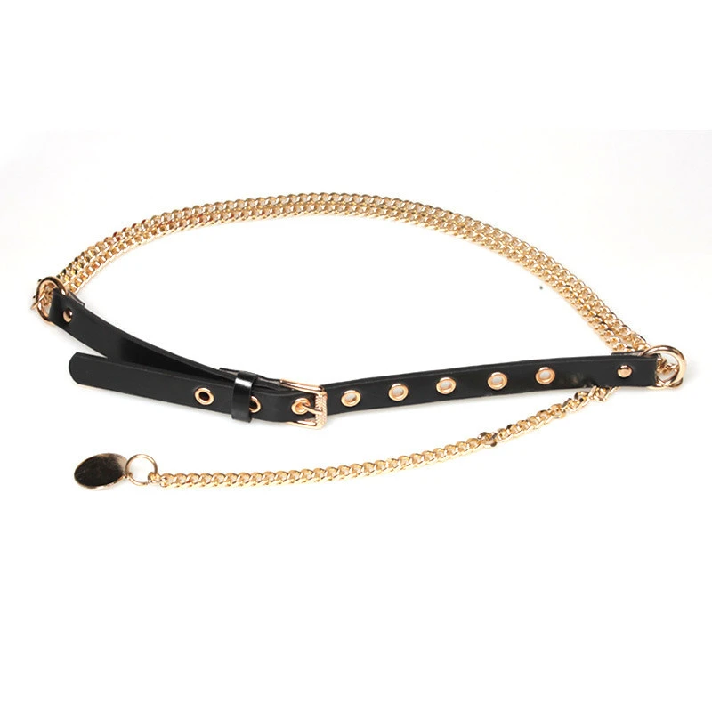 Fashion PU Leather Belt for Jeans Pants Adjustable Decorative Charms Waist Chain Belt for Dress
