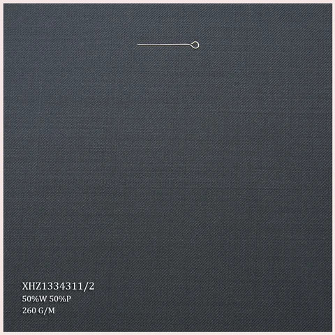 Fashion 50%W 50%P Italian Suiting Fabric Blend Worsted Merino Wool Polyester Fabric for Men Suits