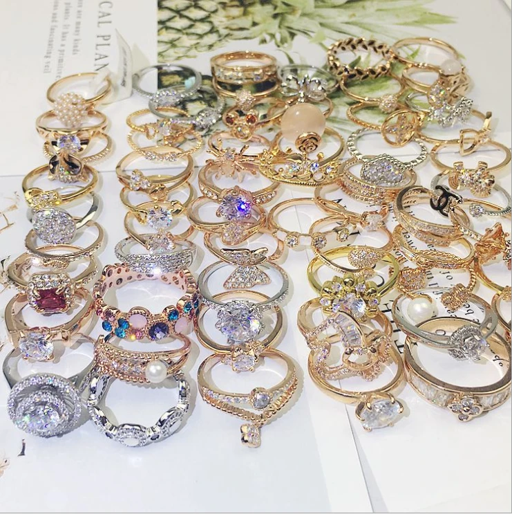 Fashion wholesale18k gold plated paved diamond ring woman jewelry