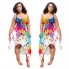 FE003 spring/summer 2021 casual fashion splash-ink print halter dress