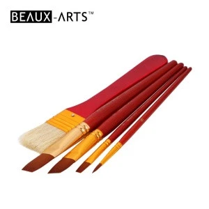 Flat Hog Bristle and Synthetic Hair Oil/Acrylic Painting Artist Brush Set for Paint &amp; Sip