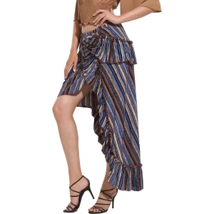 flower printed pleated mid-length skirt dovetail long skirt casual women dress pleated skirt2021