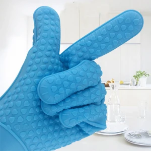 Food Grade BBQ Silicone Cooking Mitts Silicone  Heat Resistant Mitts Silicone Oven Mitts With Fingers