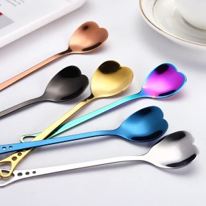 Food Grade Creative Stainless Steel Heart Love Coffee Dessert Tea Spoon Tableware Cutlery