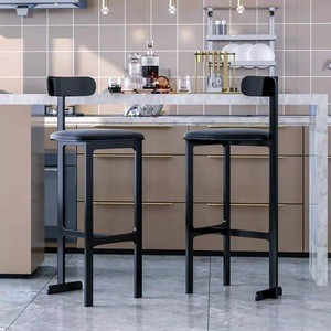 foshan factory modern leisure bar stools metal steel gold high bar stool with back leather bar chair for counter