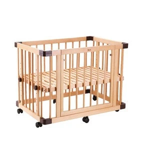 French Style Elegant Portable Baby Bed Environmental Wooden Baby Crib kids bedroom furniture