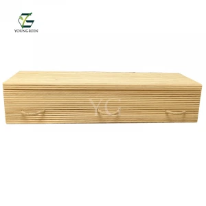 Funeral Supplies Customized Rectangular Simple Natural Wicker Willow Solid Wood Pine Casket Coffin