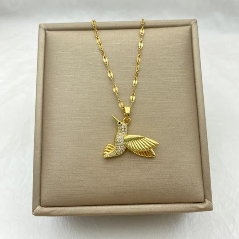 Women's Gold Plated Stainless Steel Heart Pendant Necklace With Cubic Zirconia
