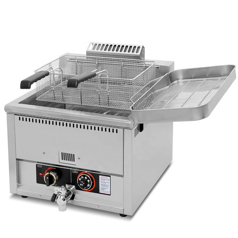 Good quality 17L tabletop mirror appearance gas deep fryer with CE certificate