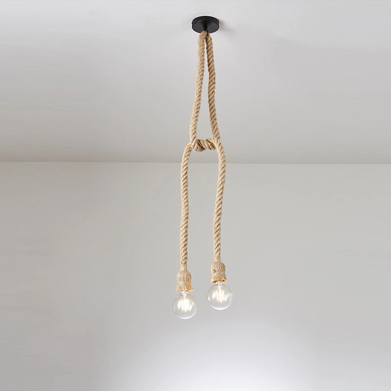 Good Quality Easy DIY Hanging Rope Light E27 E26 Hemp Pendant vintage Ceiling Lamp