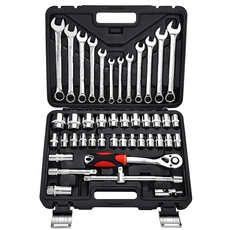 GoodKing 150 Piece 1/2,3/8,1/4 Inch Drive 72 Tooth Rotator Ratchet Wrench Socket Set With Combination Ratchet Spanner Set