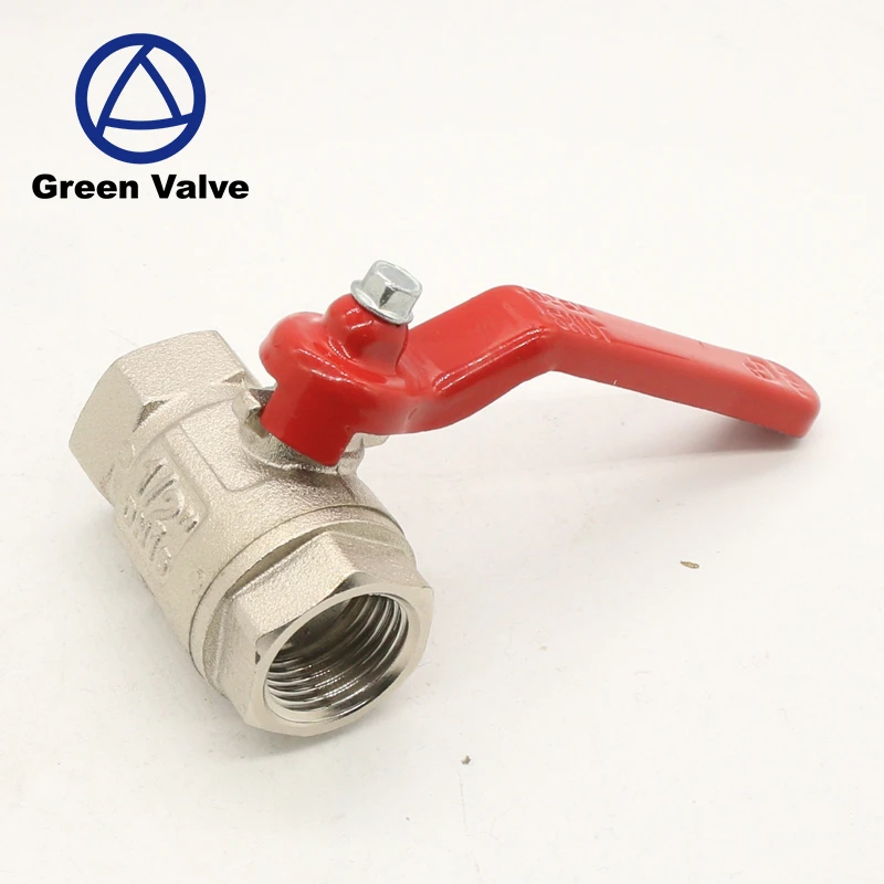 Green Valve 1/2inch Nickel Plated Cw617n Brass Ball Valve with casting iron handle