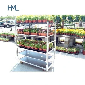 Greenhouse galvanized garden rolling flower nursery storage flower transport shipping shelf rack