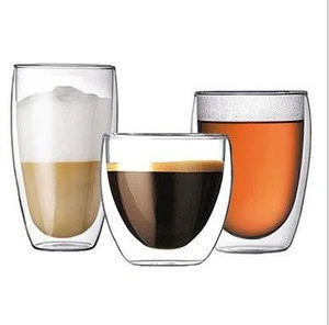 Guaranteed Quality hand blown heat resistant custom logo reusable borosilicate double wall glass cup