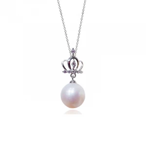 Haiyang charms perlas de collar natural pearl necklace pendant 8-9mm freshwater pearl necklace 925 silver gold plated