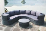 Half round rattan outdoor furniture sofa with coffee table egg shape sofa