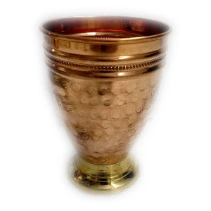 Hammered Copper Cocktail Glass With Brass Stand
