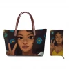 Handbags-Set Beach-Bags For Women Custom Black Art African Girls Printing 2pcs/Set Bag&Wallet Female Lady Casual Top-Handle Tote