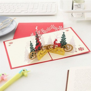 Buy Handmade Paper Craft 3d Pop Up Christmas Greeting Card With ...