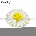 Handmade Sunflower custom shape high quality crystal rhinestone bead chain applique for garment bag