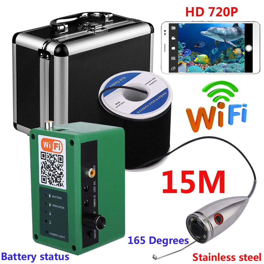 HD Wifi Wireless 15M Underwater Fishing Camera with Video Recording For IOS Android APP Supports Video Record and Take Photo