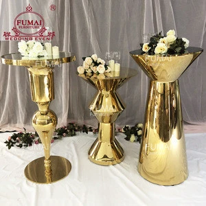heavy duty gold metal stainless steel round high bar table and chair used