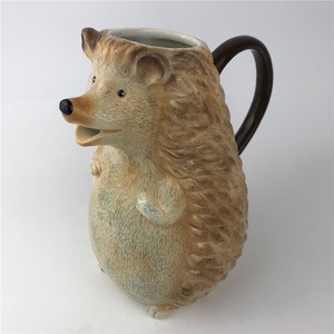 hedgehog decorative ceramic water pitcher milk jug with handle
