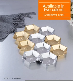 hexagonal 304 stainless steel golden/silver color seasoning dish