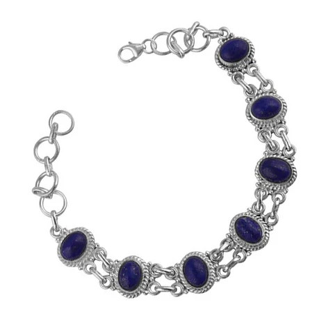 hi-quality custom 925 handmade Silver jewelry maker natural stone Lapis Lazuli Bracelet