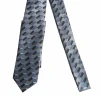 High end formal polyester woven blue check design tie men