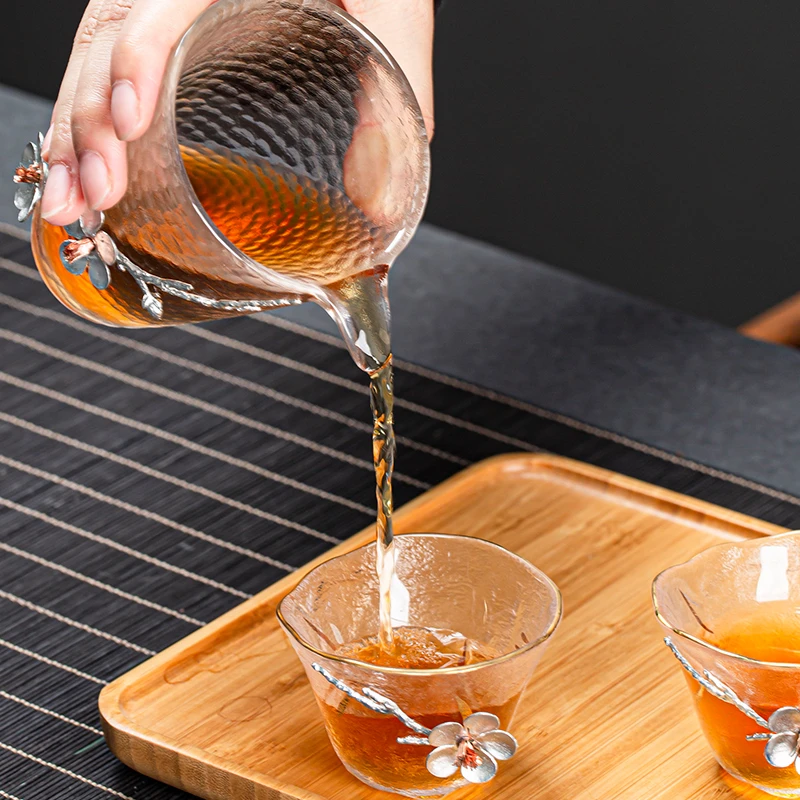 High Quality Exquisite Glass Fair Cup Black Tea Bag Cup Drinking Set Suit Pouring Tea Cup Set