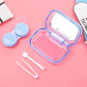 High quality FDA portable cartoon cute contact lens case with mirror