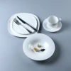High quality modern elegant white square ceramic porcelain hotel tableware dinner plate dinnerware set