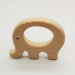 High Quality Natural Wood Color Elephant Shapes Wooden Baby Organic Teether