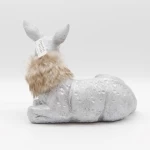 High Quality Snow White Laying Deer Fur Art Crafts Gifts Decoration Miniature Resin Animals Garden Statue Polyresine Animal