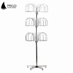 High Quality Store 3 Layer Metal Hat Display Rack With Wheels For Retail Store