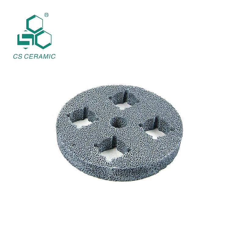 High strength Industrial Ceramic Porous Metal Filtration black Silicon Carbide Ceramic Foam Filter Plate