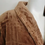 HOdo Hot Sales Brown Color Winter Warm Mens Fleece Pajamas Coral Flannel Robe Sleepwear