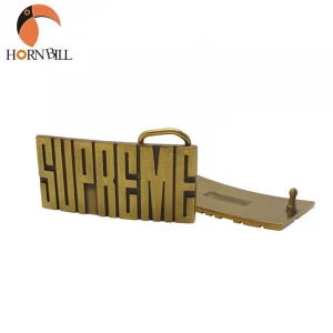 Hornbill Custom Design Your Own Logo Personalized Men Durable Gold Letter Metal Die Casting Belt Buckle