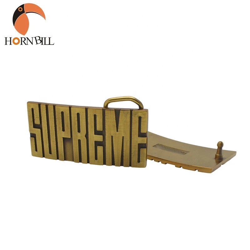 Hornbill Custom Design Your Own Logo Personalized Men Durable Gold Letter Metal Die Casting Belt Buckle
