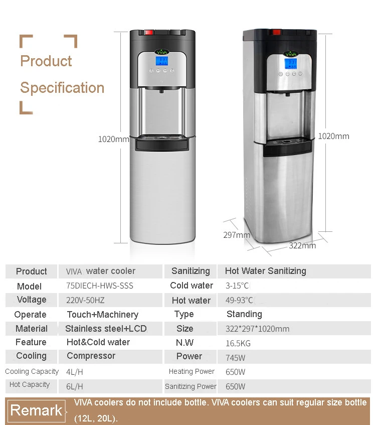 Hot and cold water dispensers water with LED light indicators, easy refilled Water cooler
