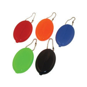 Hot Keychain Soft PVC Plastic Rubber Oval Squeeze Coin Purse
