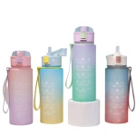 Hot Sale Gradient Colors Large capacity Bottle Straw Directly drinking leak-proof time Markerwater bottle outdoor bottle