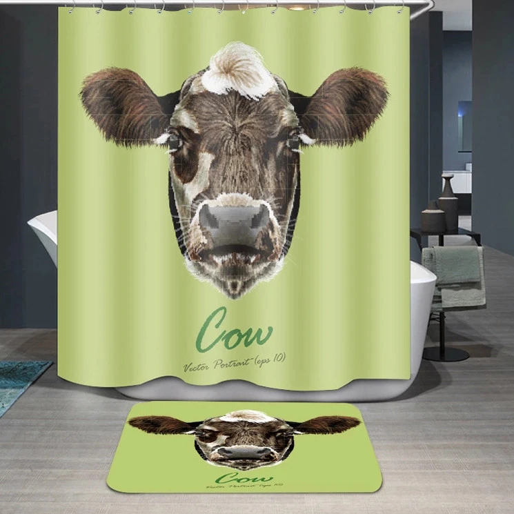 Hot Sale Personalized Folding Bathroom Sets with High Quality Animal Shower Curtain