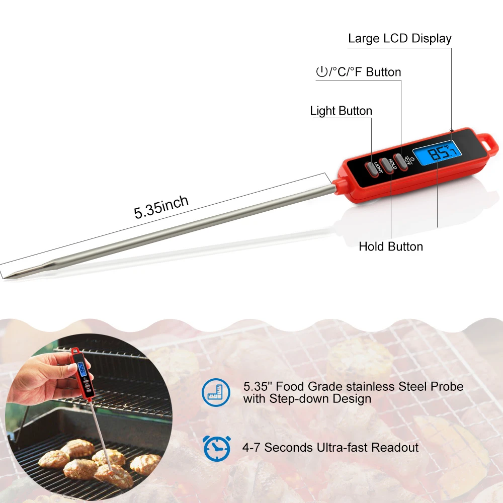 Hot Sale TP101 Kitchen Digital BBQ Meat Probe Thermometer Cooking Food  Water Milk Oil Liquid Oven Thermometer