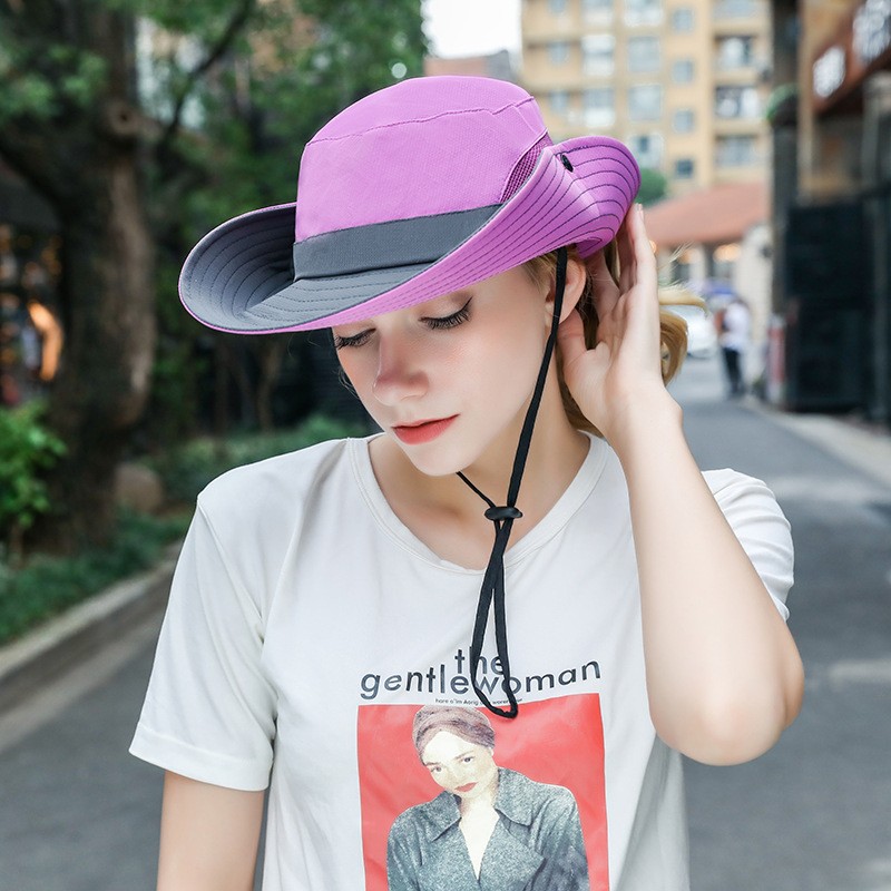 Hot Sale UV Protection  Ponytail Hats For Women Kids Bucket Hat With String