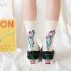 Hot sell fashion colorful flower crew socks comfortable high quality women socks