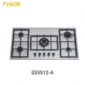 Hot selling Chinese built in stainless steel cooktops with 5 cast iron burners