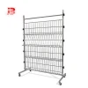 Hot Selling Metal Wire 4-Tiers Magazine Cabinet Display Rack with Wheels.