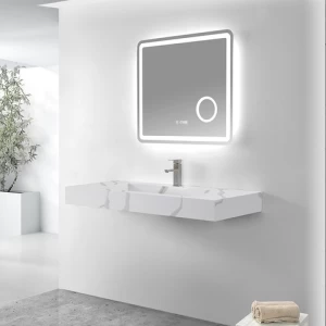 Hotel Project Marble-like Stone Basin White Marble Wall-hung Sink Square Solid Surface Wash Basin